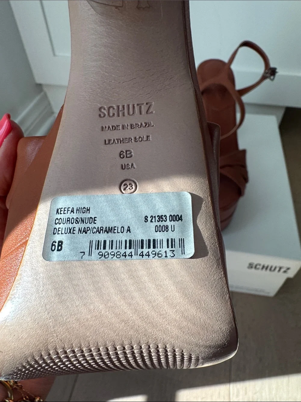 SCHUTZ Brown Leather Platform Sandals with Ankle Strap